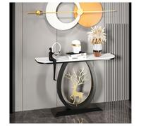 ENGENDER Consoles Tables Table d'entrée en Dalle de Roche Moderne Meuble d'appoint Semi-Circulaire Chinoise(Black,120 * 30 * 80cm)