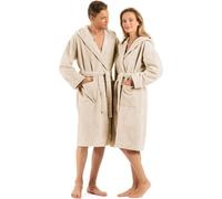 ENGLISH HOME Peignoir femme moelleux, peignoir homme à capuche en coton, peignoir de sauna en tissu éponge, unie, peignoir de sauna femme avec longue ceinture