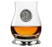 English Pewter Company Glencairn Verre mélangeur à whisky personnalisé avec initiale monogramme - Cadeaux uniques pour homme - avec votre choix d'initiale 350 ml [WGP110] (J)
