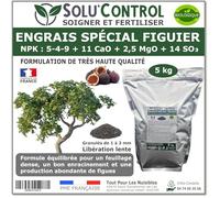 Engrais Spécial Figuier 5 kg - SoluControl - NPK 5-4-9 - Croissance et Fructification - Riche en Calcium et Magnésium - Sachet Zip Refermable - Utilisable en Agriculture Biologique