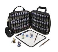 ENHANCE Mallette de Transport Peinture Figurines - Emplacement pour 60 Flacons, 16 Pinceaux, Étui Organiseur avec Galerie D’affichage Palettes/Couleurs, Sangle Épaule Confortable, Tapis Nettoyable