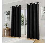 Enhanced Living Nightfall Lot de 2 Rideaux occultants à œillets - Isolation Thermique et réduction du Bruit - 230 g/m² - Noir - 230 g/m²