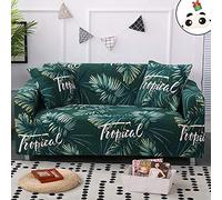 Enhome Extensible Housse de Canapé avec Accoudoirs, 1/2/3/4 Places Plantes Tropicale Housse de Fauteuil Élastique Revêtement de Canapé Stretch Couvre Couverture de Sofa (3 Places,Vert Tropical)