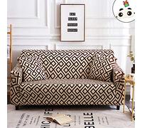 Enhome Extensible Housse de Canapé avec Accoudoirs, 1/2/3/4 Places Style Classique Housse de Fauteuil Élastique Revêtement de Canapé Stretch Couvre Couverture de Sofa (Géométrie Brune,3 Places)