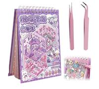 EnixwH 10 Pièces Autocollant 3D Cozy Stickers Autocollant Scrapbooking Stickers Book Scene Miniature Carnet Scénarios avec 2 Pinces pour Adulte Enfants Adolescent Soulager Stress et Passer Le Temps