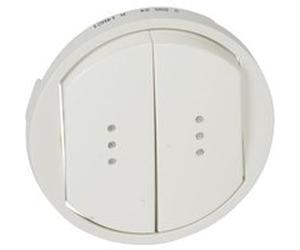 Enjoliveur Céliane interrupteur -Legrand-Blanc-Double commande voyant Blanc G