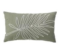 Coussin déhoussable brodé jungle MAMBO - 30 x 50 cm - Olive