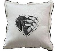 Toilinux – Coussin imprimé cœurs Epicéa 40 x 40 cm – Beige