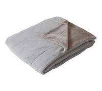 Couverture AZURA imitiation fourrure 2 tons et flanelle - 220 x 180 cm - Gris