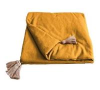 Enjoy Home - Edredon en coton avec pompons 190x90cm - Jaune moutarde - Panama Jaune G