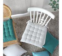 Enjoy Home, Galette de Chaise épaisse, Carré 38x38cm, Blanc Gris, Coussin de Chaise en Coton, Attache par nouettes, Coussin pour Assise Confortable, Collection Cambria