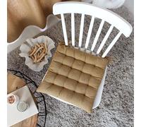 Enjoy Home, Galette de Chaise épaisse, Carré 38x38cm, Jaune Ocre, Coussin de Chaise en Coton, Attache par nouettes, Coussin pour Assise Confortable, Collection Cambria