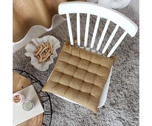 Enjoy Home, Galette de Chaise épaisse, Carré 38x38cm, Jaune Ocre, Coussin de Chaise en Coton, Attache par nouettes, Coussin pour Assise Confortable, Collection Cambria