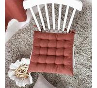 Enjoy Home, Galette de Chaise épaisse, Carré 38x38cm, Terracotta, Coussin de Chaise en Coton, Attache par nouettes, Coussin pour Assise Confortable, Collection Cambria