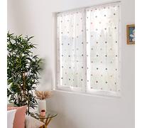 Enjoy Home - Paire de Vitrage Smarties - Motif Brodé - Passe Tringle- 100% Polyester - 60x120cm - Coloris Gris/Rose
