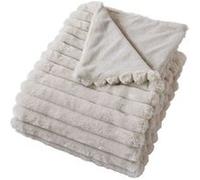 Plaid SELA imitiation fourrure côtélée et flanelle - 150 x 125 cm - Beige