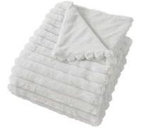 Plaid SELA imitiation fourrure côtélée et flanelle - 150 x 125 cm - Blanc