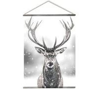 Enjoy Home - Toile murale imprimée cerf - 90 x 130 cm - Noir et blanc - Panorama Blanc G