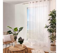 Enjoy Home - Voilage Blanc Grande Largeur- 240x240cm - 12 œillets argentés - diam 4cm - 100% Polyester Sablé - Collection Sablé