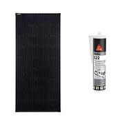 enjoy solar Mono 170W 12V monocristallin panneau solaire Full Black Edition & Sikaflex-522, Colle-mastic pour jointoiement de caravanes et camping-cars, Blanc, 300ml (Sikaflex 512 Caravan)