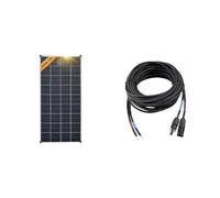 enjoy solar Mono 200 W 12 V Technologie PERC 9BB Panneau solaire monocristallin Module & Câble de raccordement professionnel de 4mm² entre le module solaire et le régulateur