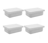Enkotrade Lot de 4 bouchons à lamelles blancs pour tubes rectangulaires - 40 x 30 mm - Couvercle de tuyau en plastique polyéthylène de qualité supérieure - Bouchon d'extrémité, capuchons, patins