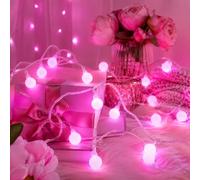 ENLACE Guirlande lumineuse à boules LED, rose, 1,5 m, 10 LED, piles | Guirlande lumineuse boule pour mariage, fête, jardin, balcon, camping, terrasse, décoration de Noël, intérieur et extérieur