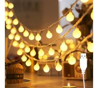 ENLACE Guirlande lumineuse boule LED 6 m 40 LED alimentée par USB 1,8 cm Blanc chaud