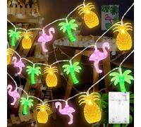 ENLACE Guirlande lumineuse hawaïenne, 3 m, 20 LED, tropicale, avec ananas, flamant rose, palmier, guirlande lumineuse d'été pour fête hawaïenne, fêtes d'été, décoration de plage, intérieur et