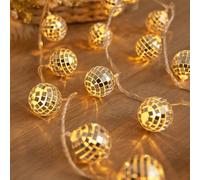 ENLACE Guirlande lumineuse LED en forme de boule disco - 2 m - 10 LED - Fonctionne avec piles - Boules miroir de 4 cm - Blanc chaud - Guirlande lumineuse marocaine pour Noël, carnaval, mariage, fête