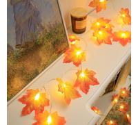 ENLACE Guirlande lumineuse LED en forme de feuille d'érable - 6 m - 40 feuilles d'automne - Fonctionne avec piles - Pour décoration d'automne, Thanksgiving, Halloween, Noël, décoration de table