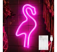 ENLACE Lampe néon flamant rose à LED - Fonctionne avec piles/USB - Pour chambre à coucher, salon, fête, Noël, mariage, décoration d'intérieur