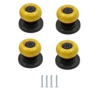 ENmrfvkz Boutons de tiroir en céramique pour placards, Boutons de tiroir d'armoire en alliage zinc céramique 4 pièces multicolores 32x31mm rond monotrou(No. 2 Yellow)