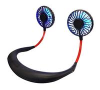 ENmrfvkz Ventilateur électrique à suspendre autour du cou, Ventilateur de cou suspendu aromathérapie LED USB Mini paresseux muet voyage multicolore(Nero)