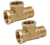 Ennoxwi Lot de 2 raccords en T en laiton 1/2" 90° - Raccord d'eau IGxIGxAG - Raccord fileté pour eau potable, sanitaire, chauffage, climatisation