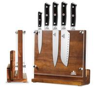 ENOKING Bloc à Couteaux Magnétique, Bloc Aimanté Double Face 26x22 CM - Porte Couteaux Aimanté en Bois d'acacia avec Plaque Protection Acrylique, Range Couteau de Cuisine Vide avec Aimant Puissant