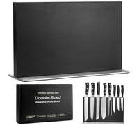 ENOKING Grand Porte Couteaux Aimanté, Double Face Bloc Support Couteaux Aimanté, Porte Couteau Aimanté en Acier Inoxydable, Range Couteaux de Cuisine sûr et peu Encombrant（35cm,Noir）