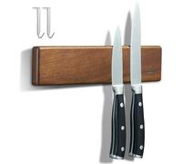 ENOKING Porte Couteaux Aimanté, Barre Aimantée Porte Couteaux de Cuisine avec 2 Crochets, 26 cm Porte Couteaux de Cuisine Mural en Bois avec Aimant Extra Puissant pour Range Couteaux