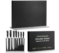 ENOKING Porte Couteaux Aimanté, Double Face Bloc Support Couteaux Aimanté, Porte Couteau Aimanté en Acier Inoxydable, Range Couteaux de Cuisine sûr et peu Encombrant（30cm,Noir）