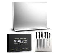 ENOKING Porte Couteaux Aimanté, Double Face Bloc Support Couteaux Aimanté, Porte Couteau Aimanté en Acier Inoxydable, Range Couteaux de Cuisine sûr et peu Encombrant（30cm,Argent）