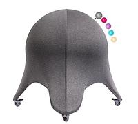 ENOVI Ball de bureau avec revêtement et roulettes, ballon de siège de bureau, chaise de bureau ergonomique (gris Deepspace, hauteur d’assise 60-65 cm)