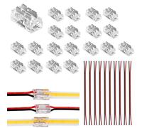 ENQIMAOYI Lot de 20 connecteurs de bande LED COB 5 mm 2 broches 9 en 1, 9 types de méthodes de connexion, connecteur de ruban lumineux, forme L-T-X pour bande LED IP20 COB 5 mm couleur unique
