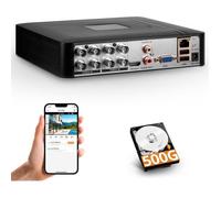 Enregistreur Vidéo de Surveillance Enregistreur 8 Canaux H.265+ 500 Go Hybride 5-en-1
