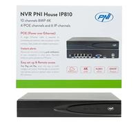 NVR POE PNI House IP810 avec 10 canaux 4K 8MP, 4 canaux POE et 6 canaux IP, Fonctions AI