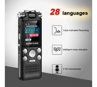 Enregistreur vocal audio numérique professionnel activé par la voix, 8 Go, 16 Go, 32 Go, suppression du bruit, prise en charge PCM statique, OTG, WAV, lecteur MP3 noir