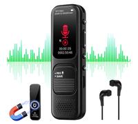 Enregistreur vocal Numérique 64GB - 3072 Kbps Numérique avec Activation Vocale, Lecture & Réduction du Bruit