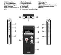 Enregistreur vocal numérique, mini enregistreur 16 Go avec lecture pour cours, dictaphone rechargeable USB, lecteur MP3