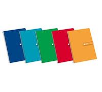 Enri 100430083 - Lot de 5 cahiers à spirales, couverture rigide, Fº, quadrillage 3 x 3 avec marge