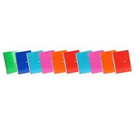 Enri 100430111 - Lot de 10 carnets A5 (4e feuille/155 x 215 mm) à spirale avec couverture souple, grille 3x3, 80 feuilles, couleurs aléatoires