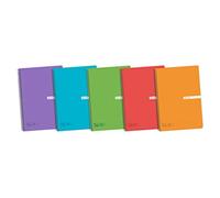 Enri, Lot de 5 cahiers A5 quadrillés 4 x 4, couverture plastique, 80 feuilles, couleurs aléatoires